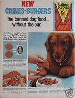 1963 GAINES BURGERS DOG FOOD Vintage Print Ad 10 x 13  