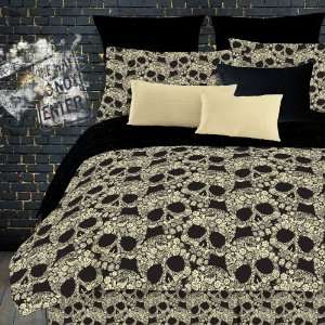 Street Revival Flower Skull King Comforter Set, Multi:  