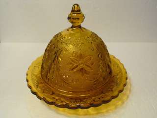 TIARA SANDWICH GLASS ROUND BUTTER DISH COVERED BY INDIANA GLASS  