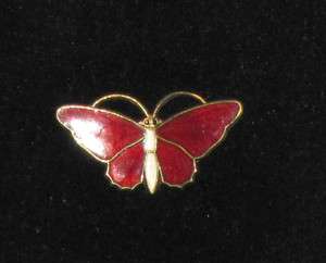   Holmsen Norway Sterling Silver Red Butterfly Pin/Brooch 925s  