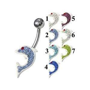   : Dolphin Shaped Jewelled Non Moving Belly Ring Body Jewelry: Jewelry