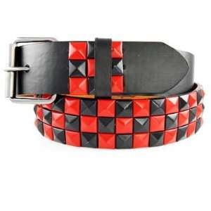   BLACK Checkered STUDDED Leather Belt with Buckle 30 31 32 swap buckles