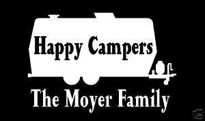 Camp Travel Trailer Camping Camper Decal Sticker U CUSTOMIZE Name 