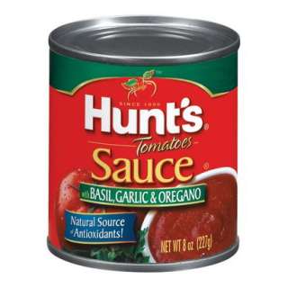 Hunts 100% Natural Tomato Sauce, Basil, Garlic, & Oregano, 8 Oz.Opens 