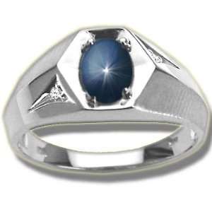  .01 ct Mens 7X5 Blue Star Ring Jewelry