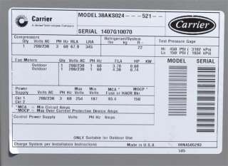 Carrier 20 ton Air Conditioner Model 38AKS024  