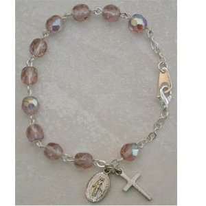   Rosary Bracelet Birthstone Amethyst June Purple. 