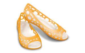 CROCS ADRINA FLAT Womens Shoes GRAPEFRUIT OYSTER NWT  
