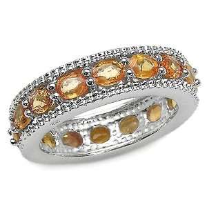  4.25 Carat Genuine Orange Sapphire Silver Ring: Jewelry