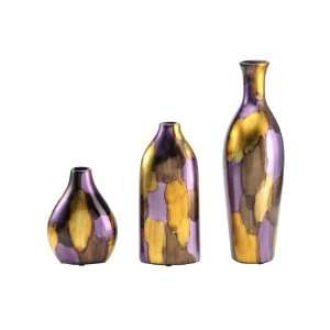  Elements Mottled Purple Ceramic Vases, Set of 3
