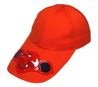 Solar Power Hat/Cap with Cooling Fan  Orange Color  