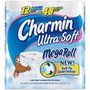  Charmin Ultra Soft, Mega Roll, (4x Regular), 2 Ply, White 