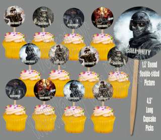   Shooter Video Game Double sided Cupcake Picks Cake Toppers  12 pcs