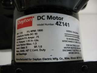 Dayton Gear Motor 4Z141 1/18 HP 90 VDC & Dayton 4Z527E Speed Control 