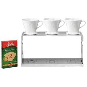 Melitta 3 Station Stainless Steel Pour Over Coffee Bar, 11.6 Pound 