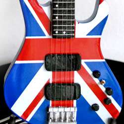 Miniature Guitar Rick Savage Def Leppard Union Jack Bass  