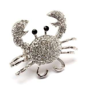   Sea Life Crab Shaped Crystal Stone Cocktail Ring 