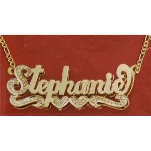 Gold Plated Double Name Plate Necklace,personalized Any Name,gifts /A6