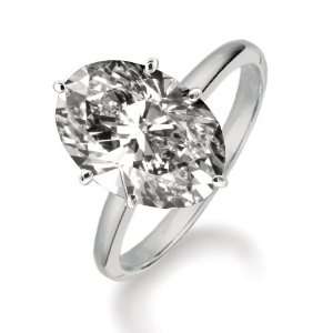  Certified 18k White Gold Oval Shape Diamond Solitaire Ring 