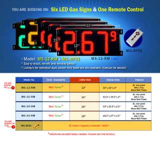 GAS PRICE ELECTRONIC LED SIGN/ 33X15 6 unit w RC  