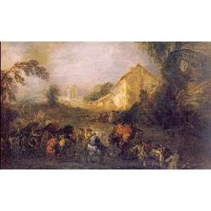  FRAMED oil paintings   Jean Antoine Watteau   24 x 14 