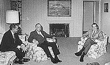 Nixon with Bebe Rebozo (left) and FBI Director J. Edgar Hoover 