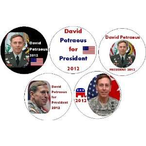  Set of 5 DAVID PETRAEUS for President 2012 Pinback Buttons 