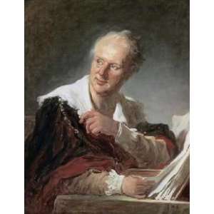  Portrait of Diderot by Jean Honore Fragonard. Size 12.38 X 