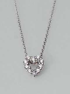 Roberto Coin   Diamond & 18K White Gold Open Heart Necklace    