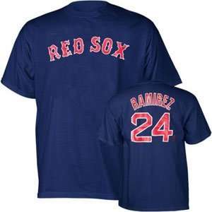 Manny Ramirez (Boston Red Sox) Name and Number T Shirt (Navy, Medium)