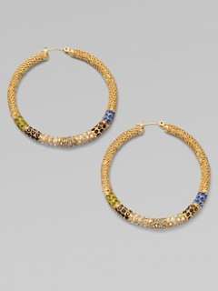 ABS by Allen Schwartz Jewelry   Jeweled Textured Hoop Earrings/1¾