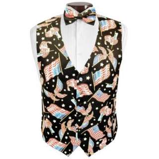 Old Glory American Flag Tuxedo Vest and Bowtie  
