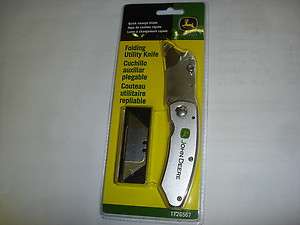 JOHN DEERE FOLDING UTILITY KNIFE QUICK CHANGE BLADE WITH EXTRA BLADES 