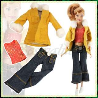 40 Items Barbie Dress Cloth Coat Shoes Hanger Bag Scarf Accessorie Set 