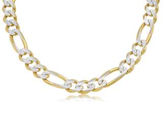   gold with white rhodium accent pave men s figaro link chain bracelet