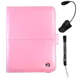  Pink Leather Cover Case and LED Light for Sony Reader eBook 