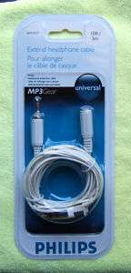Philips HEADPHONE EXTENSION CABLE Ear Buds 10 ft. w/ 1/4 Adapter NEW 