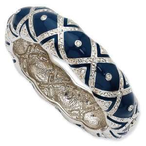   Swarovski Crystal Blue Enameled Bangle Bracelet   7 Inch   JewelryWeb