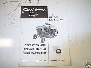 Wheel Horse Lawn Ranger 34R 34E operation parts manual  
