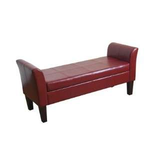  Faux Leather Storage Bench with Curved Arms Patio, Lawn 