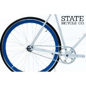 State Bicycle Co.   Blue w/ White Fixed Gear DEEP PROFILE Wheel Set 