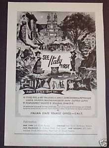 1962 ITALIAN STATE TOURIST OFFICEITALY MAGAZINE AD  