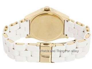   JACOBS WHITE SILICONE WRAPPED GOLD BAND & CRYSTAL LADIES WATCH MBM2534