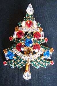 CANDLE RHINESTONE CHRISTMAS TREE PIN, NO LEAD lovely  