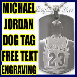 Michael Jordan Jersey Design Dog Tag Silver Necklace  