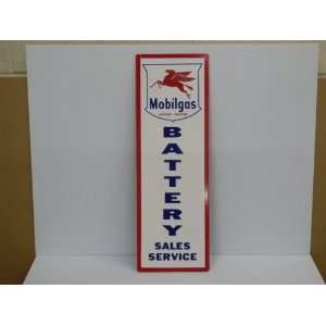MOBILGAS OLD STYLE GAS STATION SIGN BATTERY SALES RED STRIPE HIGH 