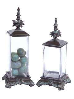 15 Glass Decorative Bronze Kitchen Canister Set of (2)  