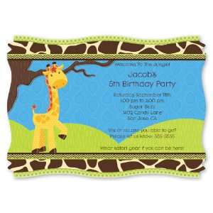  Giraffe Boy   Personalized Birthday Party Invitations With 
