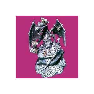   Pewter Dragon Pot of Gold Figurine 