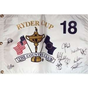  1999 Ryder Cup (Brookline) Golf Pin Flag Autographed by 10 